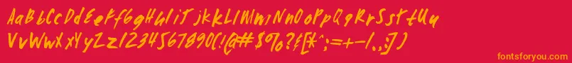 フォントZombiechecklistv4 – 赤い背景にオレンジの文字