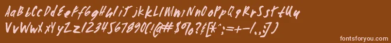 Zombiechecklistv4-fontti – vaaleanpunaiset fontit ruskealla taustalla