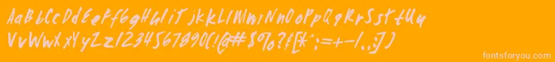 Zombiechecklistv4-fontti – vaaleanpunaiset fontit oranssilla taustalla