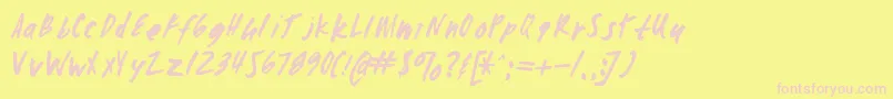 Zombiechecklistv4-fontti – vaaleanpunaiset fontit keltaisella taustalla
