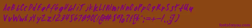 Zombiechecklistv4-fontti – violetit fontit ruskealla taustalla
