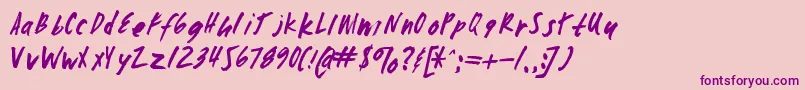 Zombiechecklistv4-fontti – violetit fontit vaaleanpunaisella taustalla