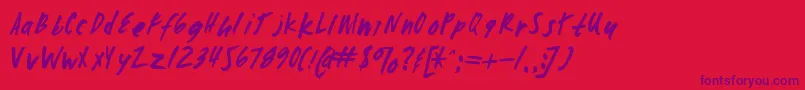 Шрифт Zombiechecklistv4 – фиолетовые шрифты на красном фоне