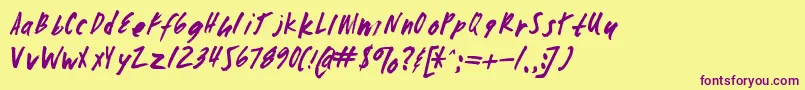 Zombiechecklistv4-Schriftart – Violette Schriften auf gelbem Hintergrund