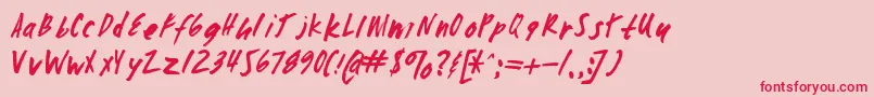 フォントZombiechecklistv4 – ピンクの背景に赤い文字