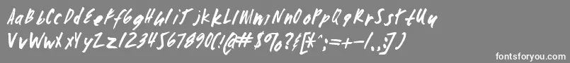 Zombiechecklistv4-fontti – valkoiset fontit harmaalla taustalla