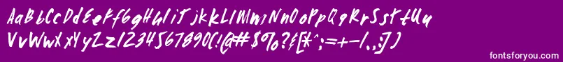Zombiechecklistv4-fontti – valkoiset fontit violetilla taustalla