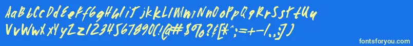 Zombiechecklistv4-fontti – keltaiset fontit sinisellä taustalla