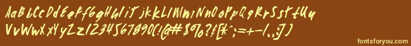 Zombiechecklistv4-fontti – keltaiset fontit ruskealla taustalla