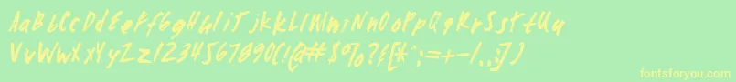 Zombiechecklistv4-fontti – keltaiset fontit vihreällä taustalla