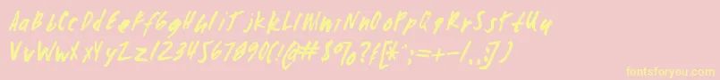 Zombiechecklistv4-fontti – keltaiset fontit vaaleanpunaisella taustalla