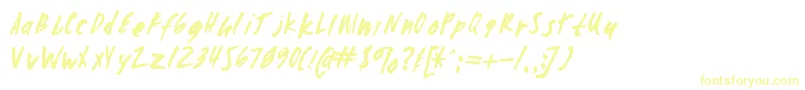 フォントZombiechecklistv4 – 白い背景に黄色の文字