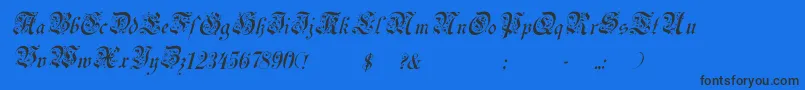 Fonte UechiItalic – fontes pretas em um fundo azul