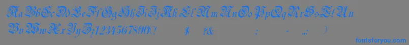 フォントUechiItalic – 灰色の背景に青い文字