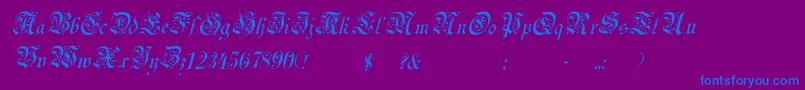 UechiItalic-Schriftart – Blaue Schriften auf violettem Hintergrund