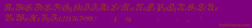 UechiItalic-Schriftart – Braune Schriften auf violettem Hintergrund