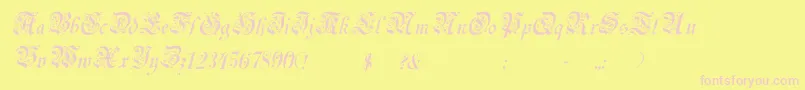 UechiItalic Font – Pink Fonts on Yellow Background