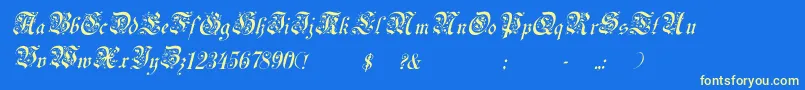 Fonte UechiItalic – fontes amarelas em um fundo azul