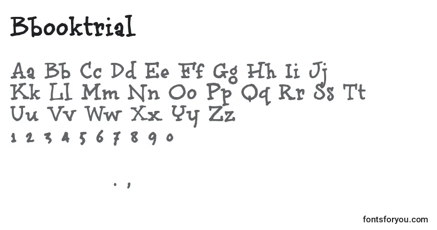 A fonte Bbooktrial – alfabeto, números, caracteres especiais