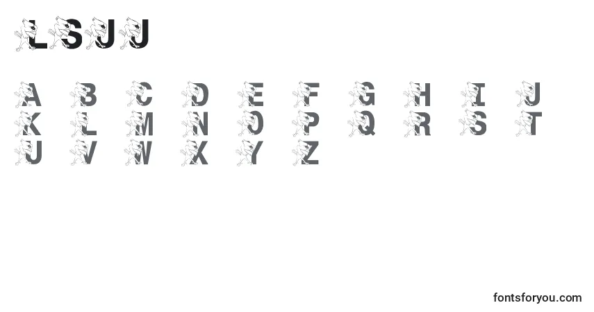 A fonte LmsSt.JoesJayhawk – alfabeto, números, caracteres especiais