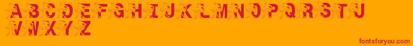 LmsSt.JoesJayhawk-Schriftart – Rote Schriften auf orangefarbenem Hintergrund