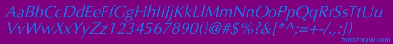 EppleyItalic Font – Blue Fonts on Purple Background