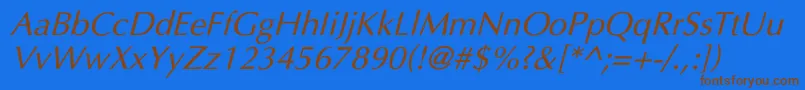 EppleyItalic Font – Brown Fonts on Blue Background