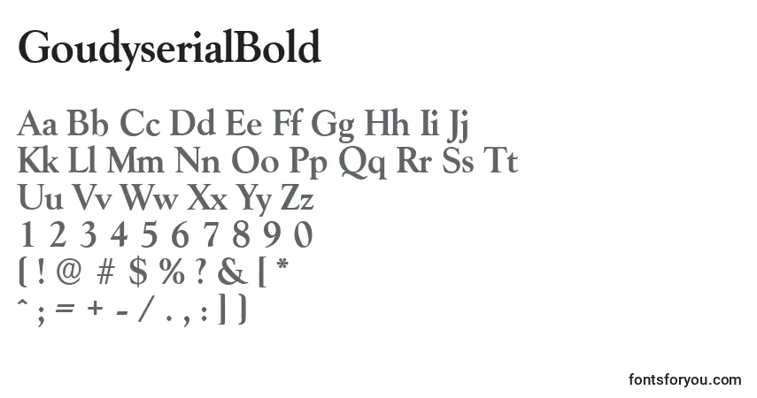 Czcionka GoudyserialBold – alfabet, cyfry, specjalne znaki