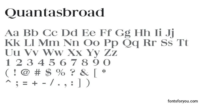 Czcionka Quantasbroad – alfabet, cyfry, specjalne znaki