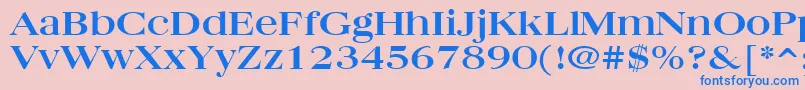 フォントQuantasbroad – ピンクの背景に青い文字