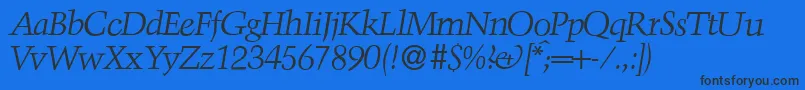 TroubadourItalic Font – Black Fonts on Blue Background