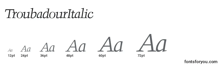 TroubadourItalic Font Sizes