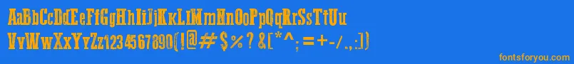 WesternBangBang-Schriftart – Orangefarbene Schriften auf blauem Hintergrund