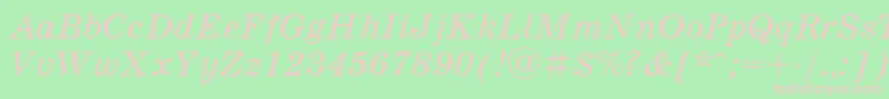 Schoolb6-Schriftart – Rosa Schriften auf grünem Hintergrund