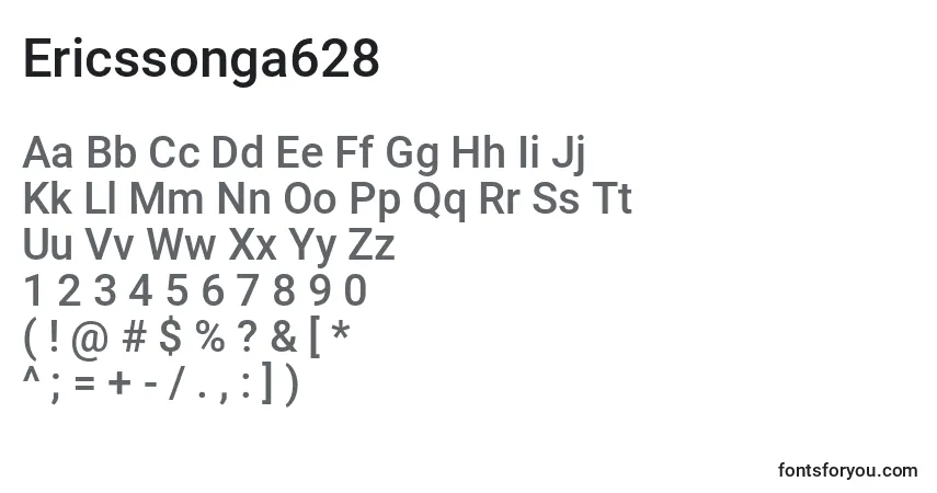 A fonte Ericssonga628 – alfabeto, números, caracteres especiais