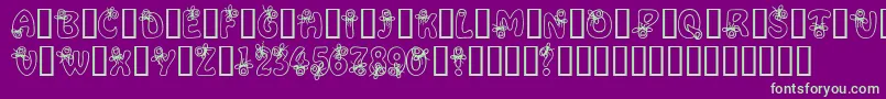 AlphaRemember-fontti – vihreät fontit violetilla taustalla