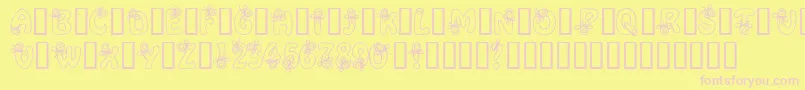 AlphaRemember Font – Pink Fonts on Yellow Background