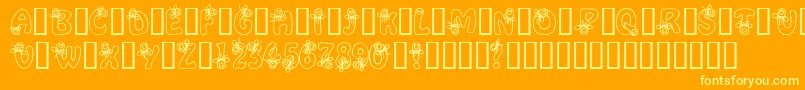 AlphaRemember-fontti – keltaiset fontit oranssilla taustalla
