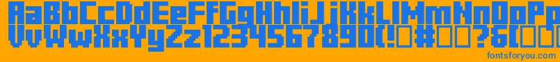 Minercraftory Font – Blue Fonts on Orange Background