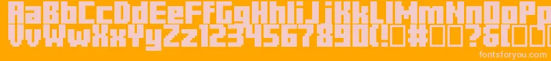 Minercraftory-Schriftart – Rosa Schriften auf orangefarbenem Hintergrund