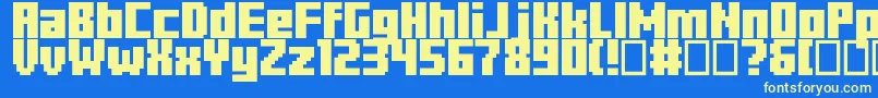 Minercraftory Font – Yellow Fonts on Blue Background