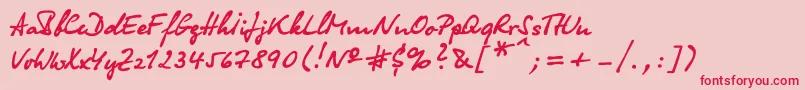 フォントOlgac – ピンクの背景に赤い文字