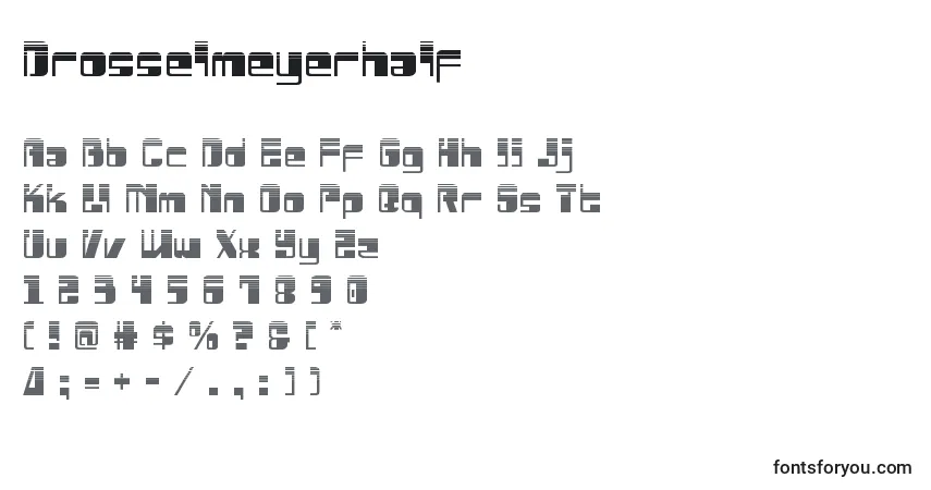 Czcionka Drosselmeyerhalf – alfabet, cyfry, specjalne znaki