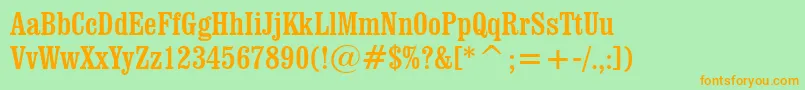 ClarendonCondensedBt Font – Orange Fonts on Green Background