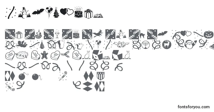 A fonte Pfholiday – alfabeto, números, caracteres especiais