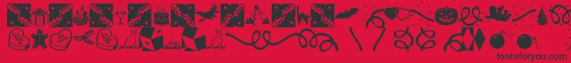 Pfholiday-Schriftart – Schwarze Schriften auf rotem Hintergrund