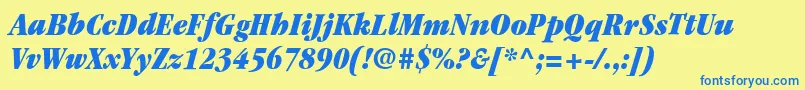 ItcGaramondLtUltraCondensedItalic Font – Blue Fonts on Yellow Background