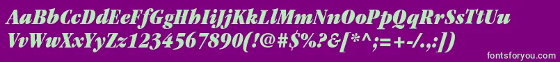 ItcGaramondLtUltraCondensedItalic Font – Green Fonts on Purple Background