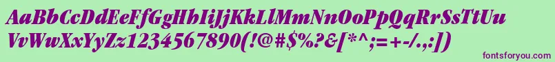 ItcGaramondLtUltraCondensedItalic Font – Purple Fonts on Green Background