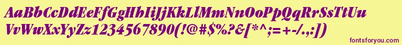 ItcGaramondLtUltraCondensedItalic Font – Purple Fonts on Yellow Background